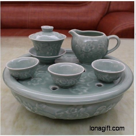 陶瓷青瓷浮龙茶具
