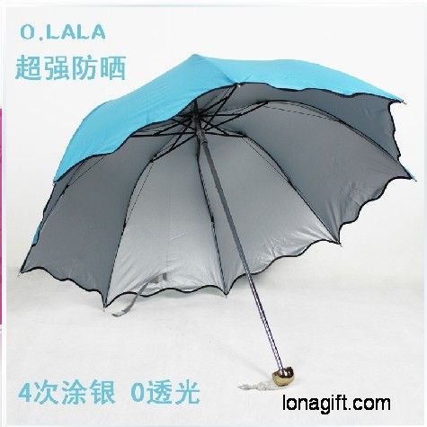 拱形三折银胶防紫外线雨伞
